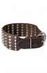 3 inch Wide Spiked Leather Dog Collar with 5 Rows of Studs