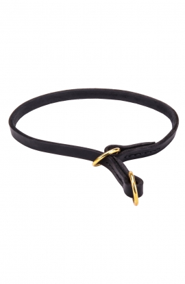 Strong Leather Choke Collar with Brass Rings