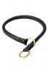 Round Leather Choke Dog Collar with Brass Rings