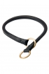 Round Leather Choke Dog Collar with Brass Rings