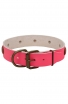 Pink Leather Girl Dog Collar with Vintage Plates