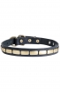 Designer Leather Dog Collar with Horizontal Brass Plates