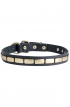 Designer Leather Dog Collar with Horizontal Brass Plates