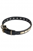 Designer Leather Dog Collar with Horizontal Brass Plates