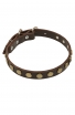 Narrow Dog Collar with Old Brass Circles