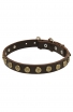 Elegant Dog Collar with Old Brass Doted Circles