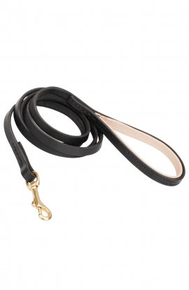 Handmade Leather Dog Leash with Nappa Support Material on the Handle