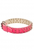 Pink Leather Spiked Girl Dog Collar with 3 Rows of Spikes