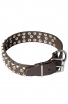 Leather Dog Collar with 3 Rows Pyramids and Studs