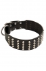 Extra Wide Studded Leather Dog Collar with Pyramids for Large Dogs