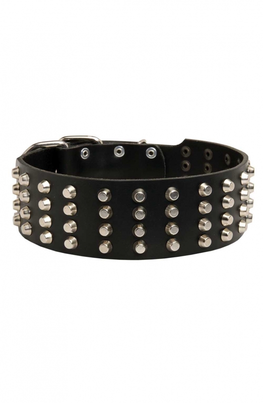 Extra Wide Studded Leather Dog Collar with Pyramids for Large Dogs ...