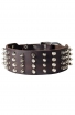 Extra Wide Spiked Leather Dog Collar with Spikes and Half Pyramids