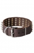 Extra Wide Spiked Leather Dog Collar with Spikes and Half Pyramids