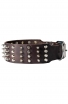 Extra Wide Spiked Leather Dog Collar with Spikes and Half Pyramids