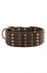 Extra Wide Leather Dog Collar with 4 Rows of Studs and Spikes