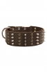 Extra Wide Leather Dog Collar with 4 Rows of Studs and Spikes