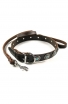 Set of Collar with Blue Stones and Braided Leather Leash with Stainless Steel Snap-hook