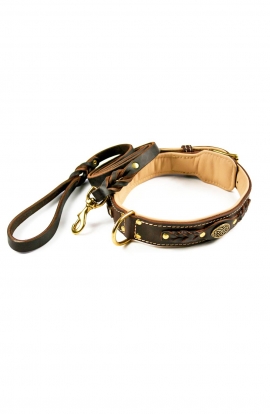 Nappa Padded Braided Dog Collar & Leash Set