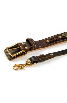 Nappa Padded Braided Dog Collar & Leash Set