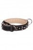 King Nappa Padded Leather Dog Collar with 2 Rows of Spikes