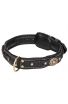 Roayl Braided Dog Collar with Black Nappa Padding and Brass Decorations