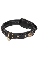 Royal Braided Dog Collar with Black Nappa Padding and Brass Decorations
