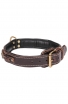 Roayl Braided Dog Collar with Black Nappa Padding and Brass Decorations