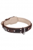 2 ply Leather Dog Collar with Nappa Padding and Nickel Decorations