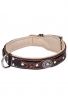 2 ply Leather Dog Collar with Nappa Padding and Nickel Decorations