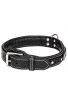 Designer 2 ply Leather Dog Collar with Black Nappa Padding and Nickel Decorations