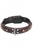 Designer 2 ply Leather Dog Collar with Black Nappa Padding and Nickel Decorations