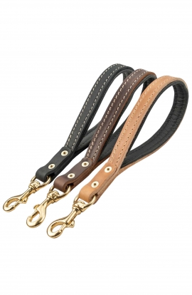 Short Dog Lead with Black Nappa Padded Handle