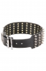 Wide Spiked Leather Dog Collar with 5 Rows of Spikes