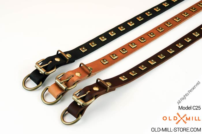 studded-dog-collar-black-brown-tan-brass-buckle