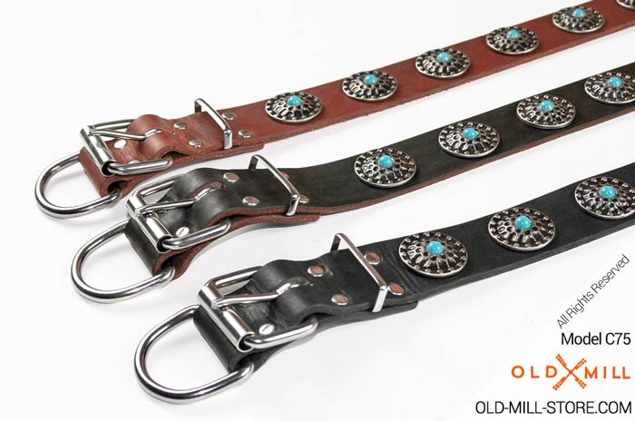 Cool Leather Dog Collar - Available colors: Black, Brown, Tan